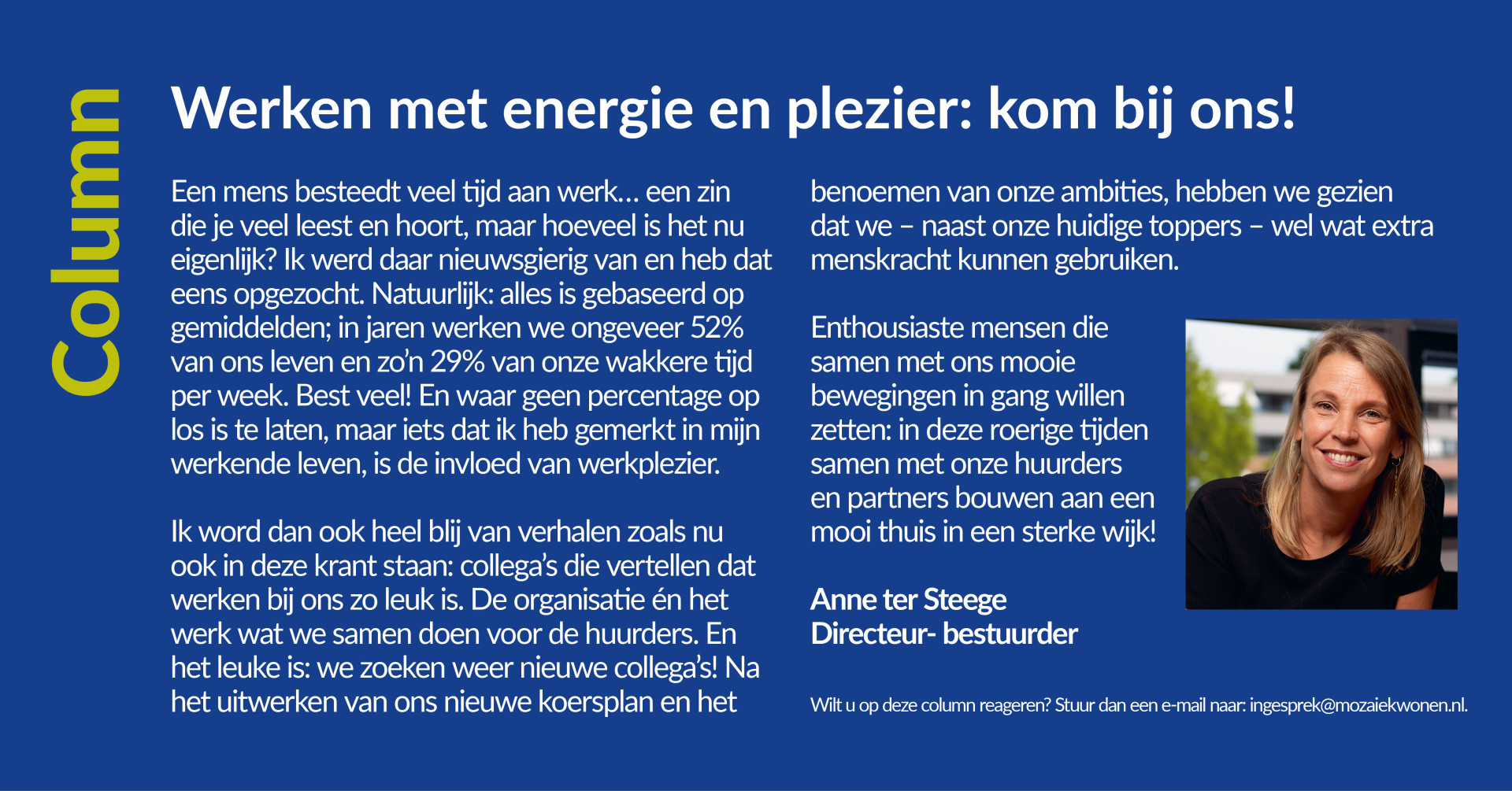 Blog van Anne Werken met energie en plezier kom bij ons!